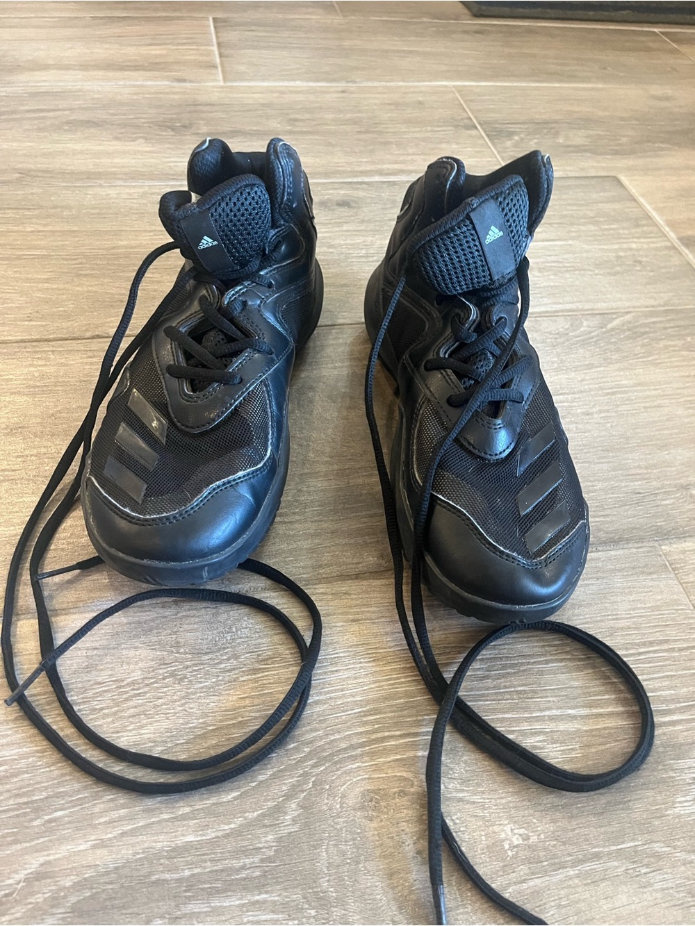 adidas Kids Black High-Top Sneakers with Subtle Teal Logo